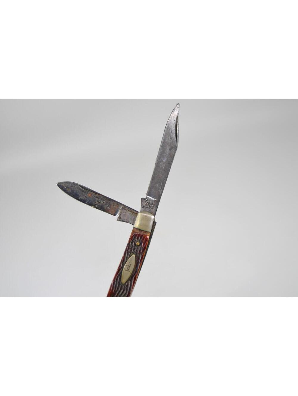 Sabre Pocket Folding Knife Japan 2 Blade Bone Handle 1950s Era - Picture 3 of 9